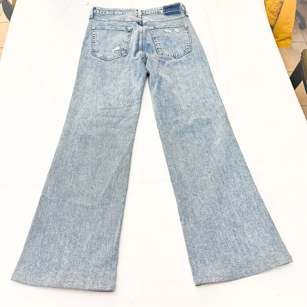 AMO Georgia Flare Mid Rise Flare Respect Leg Long Inseam Denim jeans Size 30 NWT